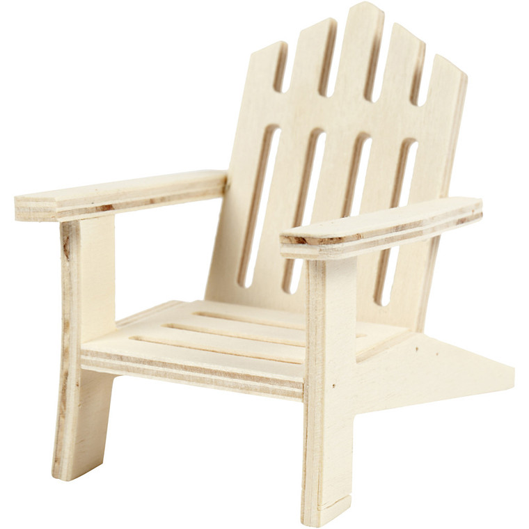 Garden Chair, W: 7.5 cm, depth 9 cm, plywood, 1pc, H: 9 cm

 

Small garden chair in light wood.
.
W: 7,5 cm, depth 9 cm, H: 9 cm

 

Can be painted, stained etc.

Also great for dolls houses.