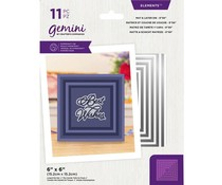 Gemini - Elements - Mat & Layer Dies - 6x6 (GEM-MD-ELE-MAL6X6)

Take all of the hard work out of creating stunning layered frames and apertures and more with the perfectly precise Mat & Layering Dies from Gemini!
These die sets have been designed to create easy and accurate mats and layers for your cardmaking projects.
Matting and layering is the art of building up layers of paper or card. As you build the layers, the size of the paper gets smaller by a small amount to create a raised ‘step’ effect or focal point.
The Mat and Layering Dies 6” x 6” set includes 10 dies, each sized with pinpoint accuracy to create mats and layers for 6” x 6” card bases with a 0.25” size different between each.
So you can throw your ruler away, there’s no more guesswork needed to layer up patterned paper, coloured card and more to create beautiful and dimensional effects! You can also take them to the next level to create apertures, frames and much more.
And there’s nothing to stop you using some of the smaller dies with smaller card bases - these sets offer so much versatility, why not take a look at the full range and start creating stunning dimension!