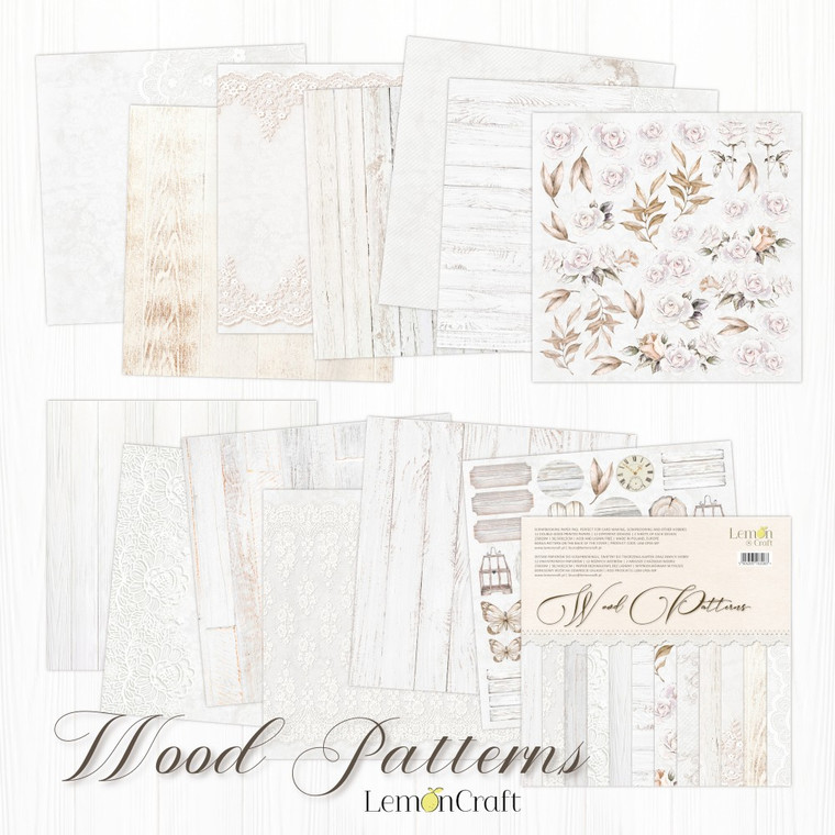 Lemoncraft - Wood Patterns - Set of scrapbooking papers 12 x 12 (LEM-CP05-WP)

Wood Patterns - Creative paper pad - LEM-CP05-WP - Scrapbooking papers 30x30cm.

It is a very attractive and universal block of scrapbooking papers.

You will find here both richly decorated sheets and those more universal patterns, as well as sheets with elements for cutting out or inscriptions in English and Polish.

Consists of 12 double-sided printed papers, 30x30cm size, 12 designs - 2 piece per design, 250gsm.

Bonus pattern at the back of the cover.