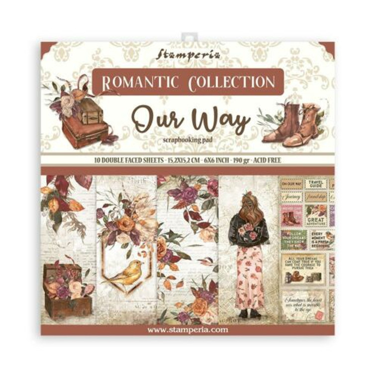 Stamperia - Romantic Collection - Our Way - 6"x 6" Scrapbooking Pad (SBBXS19)

Stamperia exclusive designs. Scrapbooking Pad with 10 double-sided patterned paper. Thickness: heavyweight paper 190 g/m², Features: Acid & Lignin free
Made in Italy. 