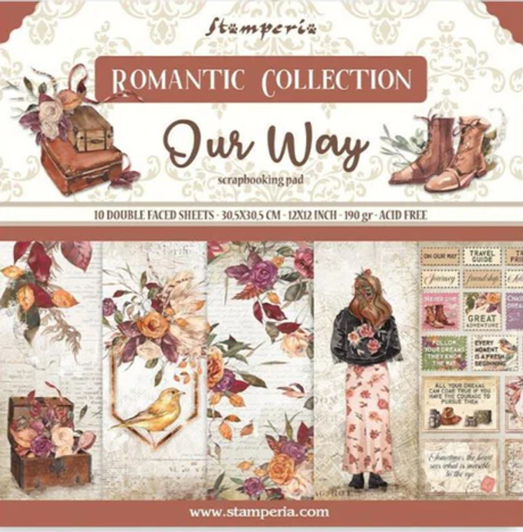 SStamperia - Romantic Collection - Our Way - 12"x 12" Scrapbooking Pad (SBBL115)

Stamperia exclusive designs. Scrapbooking Pad with 10 double-sided patterned paper. Thickness: heavyweight paper 190 g/m² Size: 12 "x 12" - 30,5 x 30,5 cm, Features: Acid & Lignin free
Made in Italy. 
