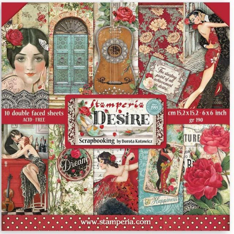 Stamperia - Desire - Our Way - 6"x 6" Scrapbooking Pad (SBBXS21)

Stamperia exclusive designs. Scrapbooking Pad with 10 double-sided patterned paper. Thickness: heavyweight paper 190 g/m², Features: Acid & Lignin free
Made in Italy. 