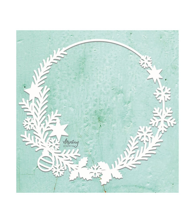 Mintay Papers - Mintay Chippies - Decor - Wreath (MT-CHIP2-D12)

Mintay Decor Wreath Die-Cut Laser Chipboard.  This 2mm thick die-cut chipboard piece is in a natural ecru color and make a great base for your project.  It can be modified with paint, ink, paper, using stencils, stamps, hot embossing or applying waxes and pastes.  Perfect for all your craft and scrapbooking projects.    Overall size of set sheet: 12x12 inches.