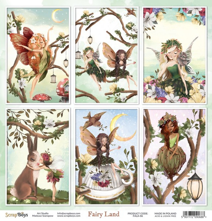 ScrapBoys - Fairy Land - 12"x 12" - Single Sheet - (FALA-06)

Fairy Land collection.  Double Sided Printed Sheet.  Single paper sheet - 12’’x12’’ (30,5 x 30,5 cm) Paper Weight: 190 gsm