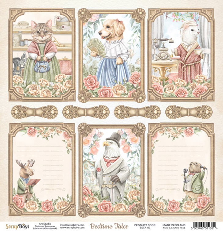 ScrapBoys - Bedtime Tales - 12"x 12" - Single Sheet - (BETA-03)

Bedtime Tales collection.  Double Sided Printed Sheet.  Single paper sheet - 12’’x12’’ (30,5 x 30,5 cm) Paper Weight: 190 gsm.