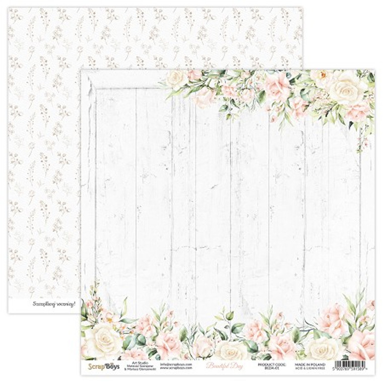 ScrapBoys - Beautiful Days- 12"x 12" - Single Sheet - (BEDA-01)

Beautiful Day collection.  Double Sided Printed Sheet.  Single paper sheet - 12’’x12’’ (30,5 x 30,5 cm) Paper Weight: 190 gsm.