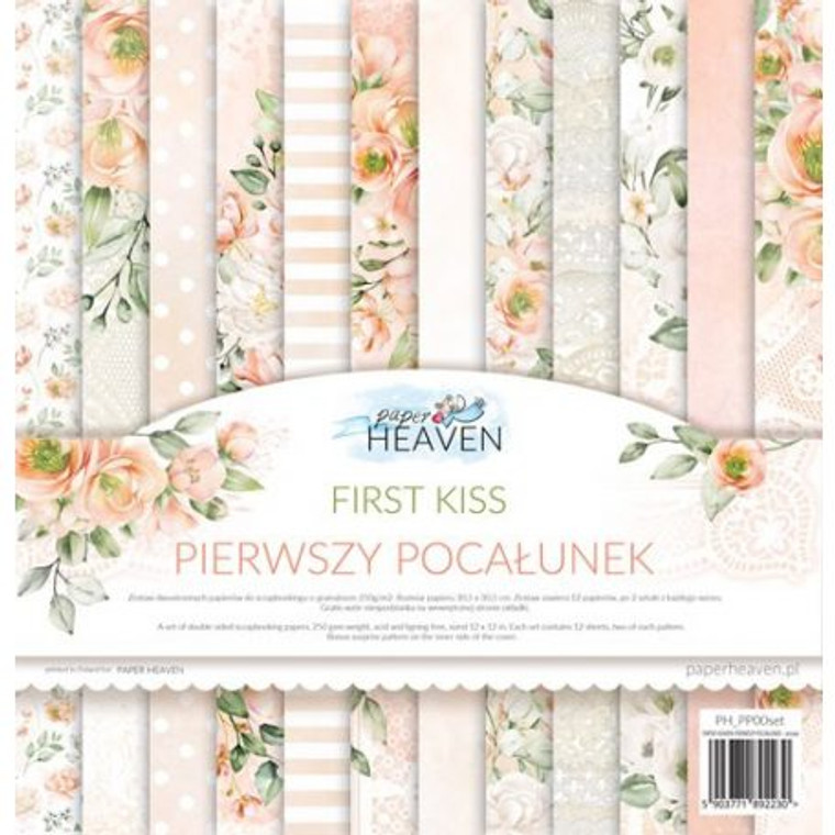 Paper Heaven - First Kiss - 12 x 12 Paper Pad (PH_PPOOset)

A set of 12 sheets, 2 of each pattern.  Bonus pattern on the inside cover.  Paper Weight: 250gsm

 
