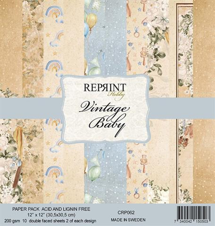 Reprint - Vintage Baby - 12x12 Inch Paper Pack (CRP062)

Swedish collection design paper for projects like scrapbooking, making cards or home decor. Pack contains 10 double sided sheets.  Acid & lignin free, 200gsm.