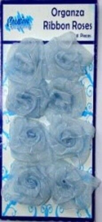 Organza Ribbon Roses - Pale Blue - PK8 (RR017)

Ribbon flower embellishments.  8 Organza Pale Blue Ribbon Roses.  Perfect for your cards, scrapbooks or any craft projects.  Diameter of each Rose approx: 35mm.