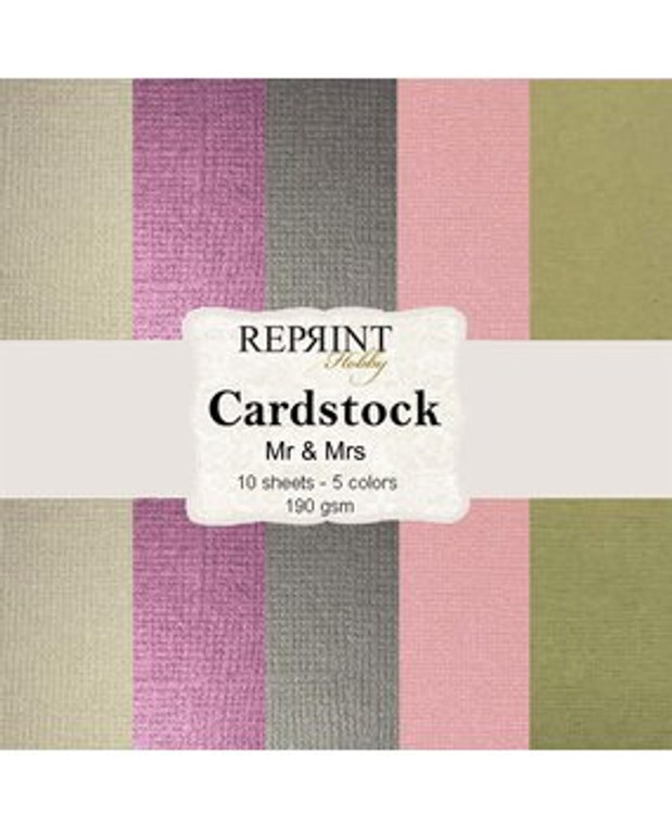 Reprint - Cardstock - Mr & MRs - 5 Colours - 12x12 Inch - 10 Sheets (CSP008)
Swedish collection design textured paper for projects like scrapbooking, making cards or home decor. Pack contains 10 double sided sheets. 5 Colours.  Acid & lignin free, 190gsm.