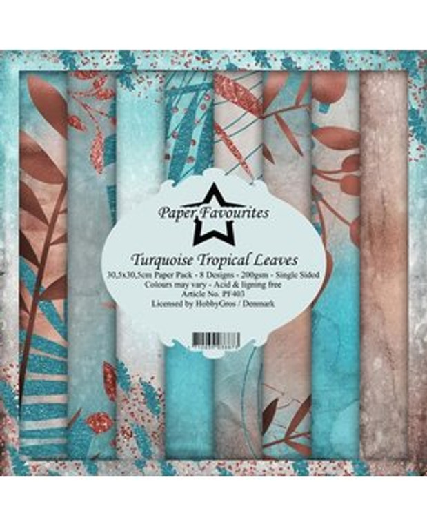 Paper Favourites - Turquoise Tropical Leaves 12x12 Inch Paper Pack (PF403)

Design paper for projects like scrapbooking, making cards or home decor. For specific product information take a look at the product image. 8 single sided sheets - 8 designs. 200gsm. 30,5x30,5cm. Single Sided. Acid & lignin free.