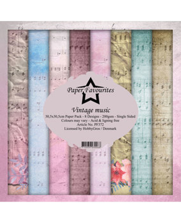 Paper Favourites - Vintage Music 12x12 Inch Paper Pack (PF372)

Design paper for projects like scrapbooking, making cards or home decor. For specific product information take a look at the product image. 8 single sided sheets - 8 designs. 200gsm. 30,5x30,5cm. Single Sided. Acid & lignin free.