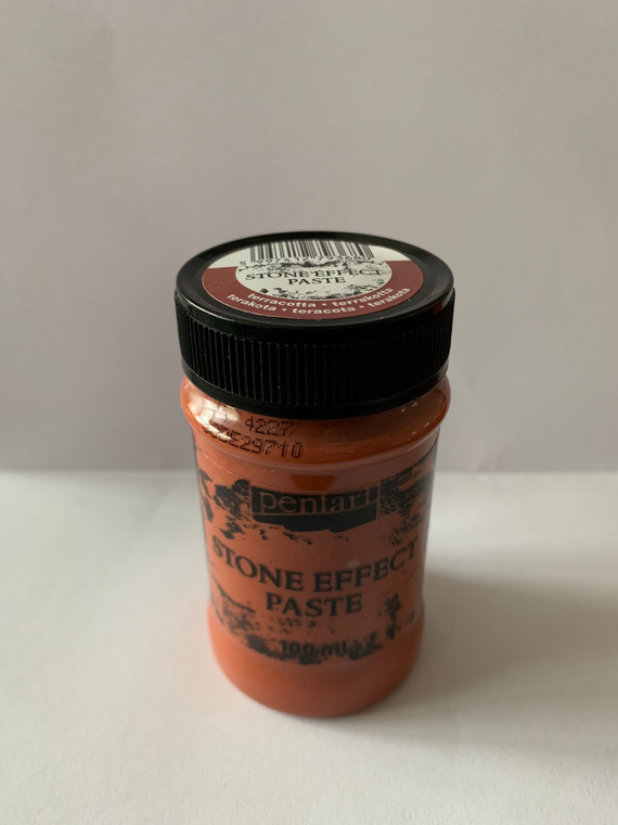 Pentart - Stone Effect Paste - Craft Cement - Terracotta 100ml (793680)

Pentart Stone Effect Paste is an easily spreading, water-based paste to imitate natural looking stone or marble coated surfaces.  You can apply it on any surface both by brush or spatula or palette knife.  The various colour pastes can be mixed or blended on the decorated surface, therefore nice colour transitions can be created. The dried paste can be sanded.  Suitable for Craft Projects including, Scrapbooking, Art Journals, Mixed Media, Stenciling, Sculpting etc. - 100ml