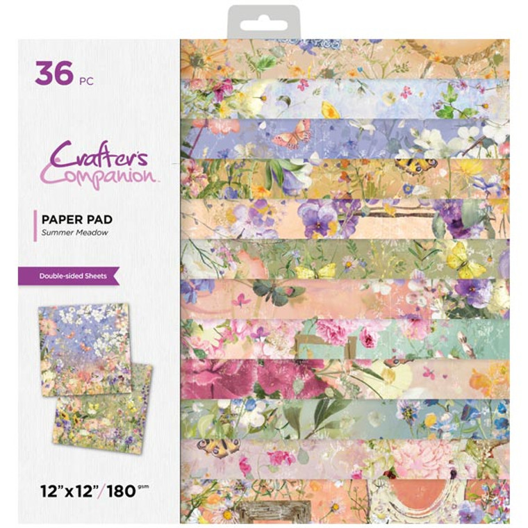 Crafter's Companion - Floribunda - 12 x 12 Paper Pad (CC-PAD12-FLDA)

The 12in x 12in Summer Meadow Paper Pad consists of 36 sheets from the Summer Meadow Collection by Crafter's Companion.

The sheets are double sided and include 12 designs so you get 3 of each. The designs feature flowers, butterflies and foliage on muted colour backgrounds including blues, greens, peach shades and beiges.

Perfect for adding a nature themed element to any make and ideal for backgrounds. Use this paper with any stamps, dies or embellishments for an array of summer cards, scrapbooks and journal pages.
FEATURES & BENEFITS

    Contains 36 double sided sheets
    Includes 12 different designs featuring florals and butterflies
    Ideal for adding vintage elements

 
SPECIFICATIONS

    Paper sheet size: 12in x 12in
    Paper weight: 180gsm
    Product code: CC-PAD12-SUME