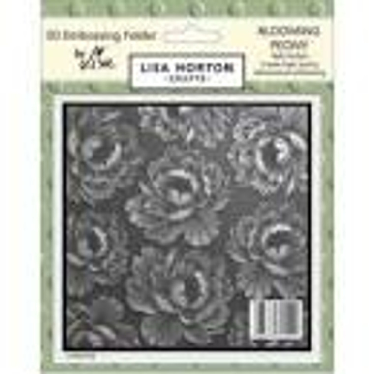 Lisa Horton Crafts - 3D Embossing Folder - Blooming Peony (LHCEF012)

3D Embossing Folder - Blooming Peony Design - Approx Size: 6x6 (152mm x 152mm)  Beautiful deep, crisp design.