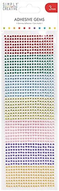 Simply Creative - 3mm Multi Coloured Adhesive Gems - 1080Pk (SCDOT020)

3mm Multi Coloured Adhesive Gems from Simply Creative.  Single sheet of 1080 separate adhesive jewel gems.  Use as embellishments to give a little sparkle to your handmade craft projects.  You’re sure to find plenty of fun uses for these super sparkly gems.  Give your handmade craft projects the wow factor.  Ideal for cards, decorations, scrapbooking, etc.  Easy to use.