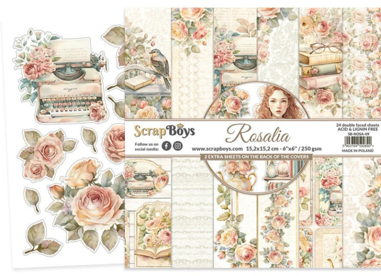 ScrapBoys - Rosalia  6 x 6 - (SB-ROSA-09)

Perfect for scrapbook pages, handmade cards, planner, pocket page album, mixed media projects, photo collage, tags, gift bags, home decor, wall arts, junk journal and many more!

Each package contains 24 sheets of 6" x 6" (15.2 x 15.2 cm) double-sided papers plus 2 extra sheets of motifs for cutting out on the back of covers.
 
15.2cm x 15.2cm - 6"x 6" / 250 gsm
 
Acid & Lignin Free

 