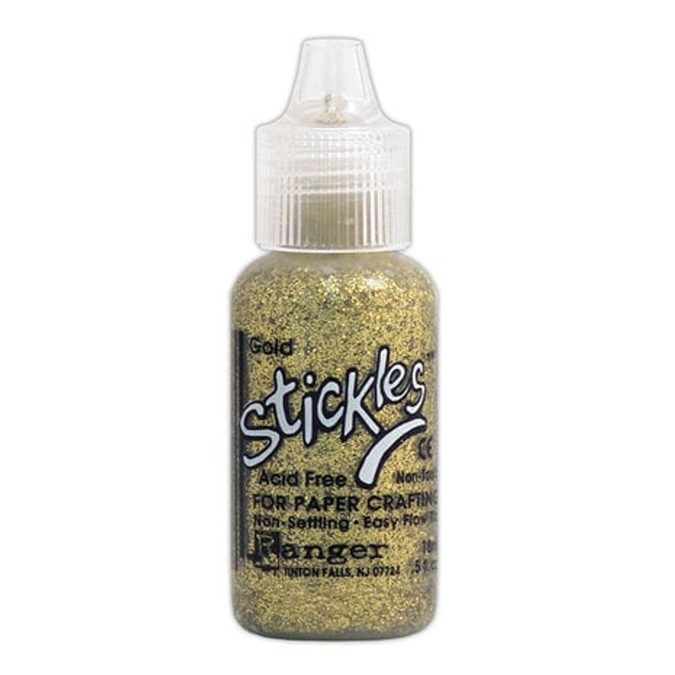 Stickles - Glitter Glue - Gold - 0.5 fl oz (SGG01799)
Let your art "sparkle" with acid free, non-settling Stickles™ glitter glue!Easily write, dot, dash, draw and embellish on paper and rubber stamping projects, candles, memory album covers and more! Available in .5 oz. fine point applicator tip bottles.

• Acid free
• Non-toxic
• Non-settling
• Easy-flow tip
• Water wash-off