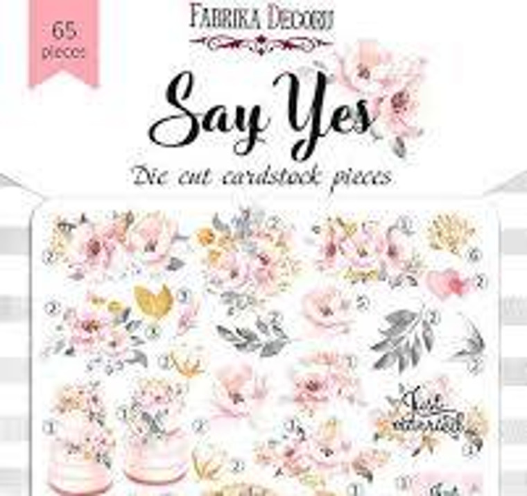 Fabrika Descoru - Die Cut Cardstock Pieces - Say Yes (65 pieces) - (FDSDC-04068)

A set of paper die-cuts for scrapbooking are made of high-quality paper.  Acid and lignin free.  Paper Weight: 250gsm.  There are 65 pieces in the set.  The size of the elements range from 2 to 12 cm.  These die-cuts are a complement to the "SAY YES" collection from the "Factory Decor" brand.
