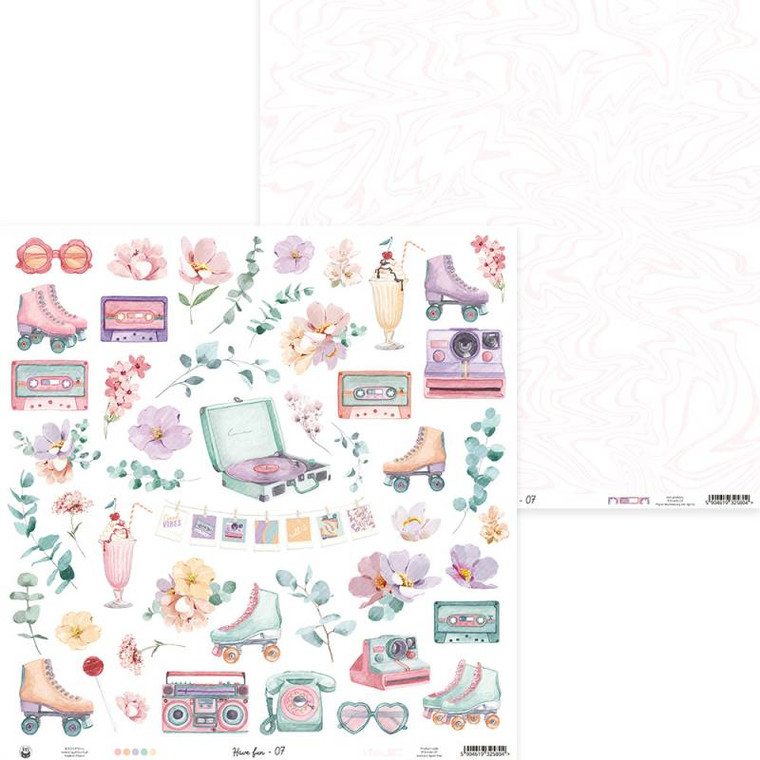 P13 - Have Fun 07 - 12"x 12" Double Sided Scrapbooking Paper (P13-HAV-07)

Double sided high quality scrapbooking paper, size 12x12".  Paper Weight: 240gsm.  Acid and wood free.  Paper weight makes it perfect for layering projects.  It is a good choice where heavier paper weight is needed.  For best results score the paper before folding.  Made in Poland.