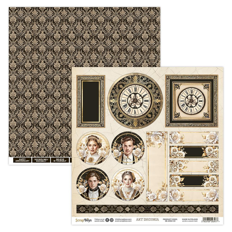 ScrapBoys - Art Decoria - 12"x 12" - Single Sheet (SB-ARDE-03)

ScrapBoys Art Decoria collection.  Double Sided Printed Sheet.  Single paper sheet, Sheet size: - 12’’x12’’ (30.5 x 30.5 cm)  Paper Weight: 190 gsm.  Acid and Lignin free.