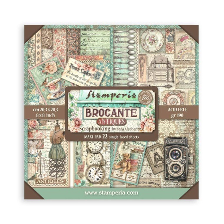 Stamperia - Single Sided 8x8 Inch Paper Pad - Brocante Antiques (SBBSXB02)

Stamperia exclusive designs.  Paper Pad with 22 single sided sheets.  Paper Weight: 190gsm.  Paper Size: 8 "x 8" (20cm x 20cm) approx.  Acid & lignin free. Made in Italy.