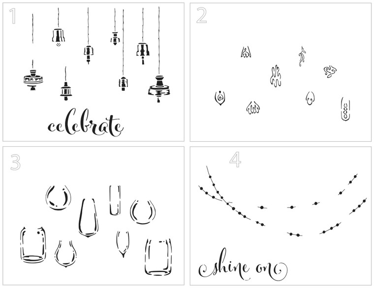 TCW - A2 Layered Celebration Lights - 4 Part Layered Stencil (TCW6021)

With the TCW6021 A2 Layered Celebration Lights Stencil you can create a beautiful A2 Card with four different color layers. This is an all in one 8½”x11″ Stencil!  Use this stencil with stencil butters, gels and blending inks.