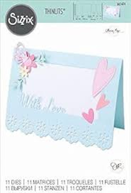 Sizzix - Thinlits Die Set 11PCS - Lace Card Base (665474)

This Sizzix Lace Card Base Thinlits Set by Olivia Rose is the perfect way to create interactive cards for all of those special occassions.  It comes with some gorgeous interchangeable pieces including, sentiments, hearts, florals, vines and butterflies so no two card designs need to be the same!  There's no stopping you when it comes to creating a personalized card for any occasion.  Use the Sizzix Magnetic Platform for wafer-thin dies to hold the smallest die pieces steady whilst you cut.

Sizzix Thinlits create dazzling detailed shapes for more creative cardmaking and papercrafting projects.  These wafer-thin chemically-etched die sets are designed to cut, emboss or stencil a single sheet of cardstock, paper, metallic foil or vellum.  They are simple to use, compact and portable for cutting at home or on the go.  Use them for enhanced intricacy and to add a special touch of inspiration to all your projects.

The Thinlits dies in this set are compatible with the Sizzix BIGkick, Sizzix Big Shot and Vagabond machines.