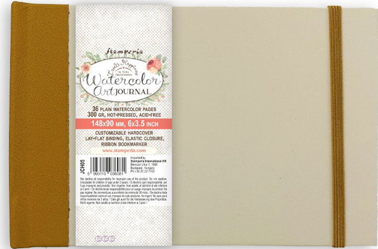 Stamperia Create Happiness 14,8x9cm Watercolour Art Journal (JCH05)

Journal from the Create Happiness line, featuring a hardcover , spine and elastic , plus special watercolour paper inside! The inner pages are 18pcs ( 36faces) and there’s one page on both the front cover and back cover.