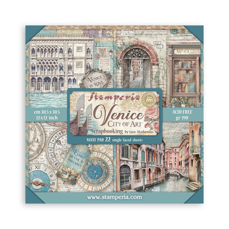 Stamperia - Venice City of Art 12x12 Inch Paper Pack Maxi (Single Face) (SBBXLB26)

Stamperia 12x12 Inch Paper Pack. 30.5x30.5cm. single sided sheets. Maxi pad - 22 sheets. 190gr, acid-free.