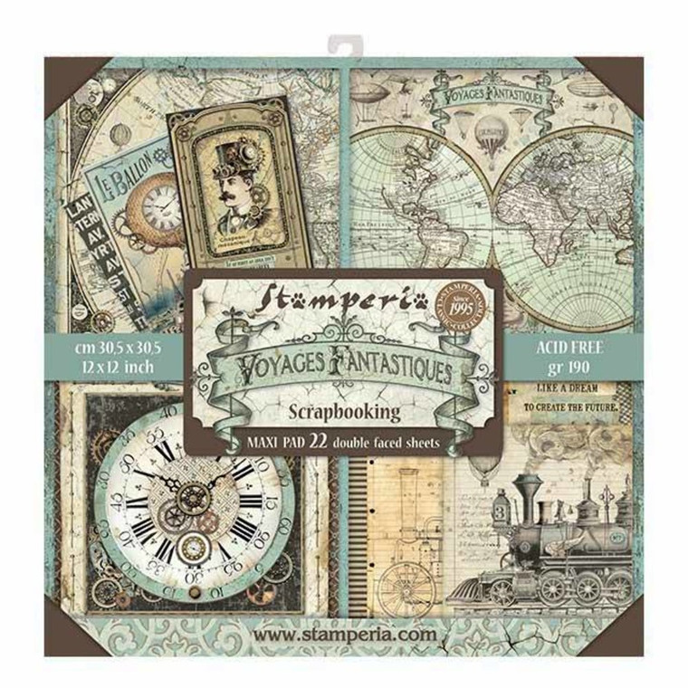 Stamperia Voyages Fantastiques 12x12 Inch Maxi Paper Pack (SBBXL01) (DISCONTINUED)

Stamperia 12x12 Inch Paper Pack. 30.5x30.5cm. single sided sheets. Maxi pad - 22 sheets. 190gr, acid-free.