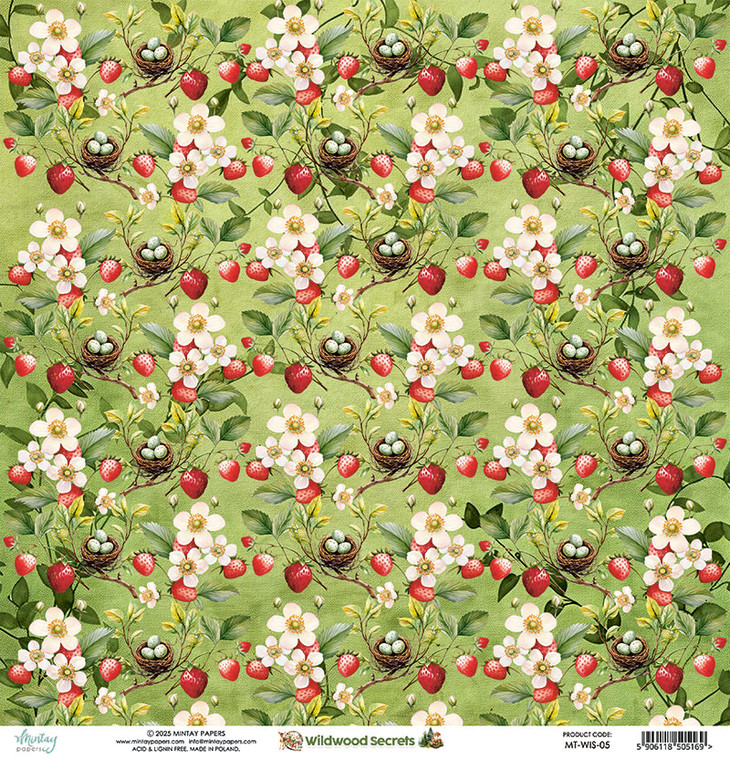 Mintay Papers - 12 x 12 Double Sided Paper - Wildwood Secret (MT-WIS-05)

Wildwood Secrets is a collection full of the magic of deep forests, where sunlight dances through the treetops, moss softly carpets the ground, and adorable woodland creatures, wild strawberries, and tiny mushrooms hide among the greenery.  Its an invitation to a world where nature reveals its most beautiful and mysterious secrets. Created for those who love the forest and wandering along woodland paths.  With its warm organic colour palette and enchanting illustrations, this collection is perfect for capturing memories of out door adventures, whether its a family hike, a child's forest exploration, or simply a peaceful moment in nature.  ho cherish the magic of sound.  Acid and lignin free.