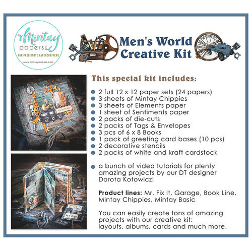 Mintay Creative Kit - Mens World (MT-KIT-108)

Creative Kit. This special kit includes:

2 full 12" x 12" paper sets (24 papers),

3 sheets of Chippies

3 sheets of Elements Paper

1 sheet of Sentiments paper

2 packs of die-cuts,

2 packs of Tags & Envelopes

3 pieces of 6" x 8" books

1 pack of greeting card bases

2 decorative stencils

3x designs of card bases (12 pcs in total).






PLEASE NOTE




THis can only be shipped with the UK