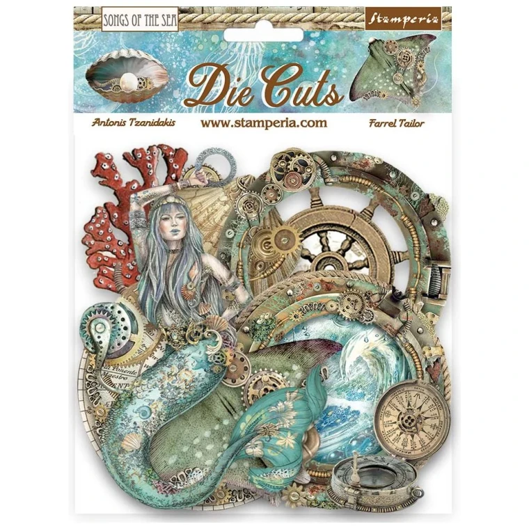 Stamperia - Songs Of The Sea - Creatures - Die Cuts (DFLDC84)

Use these themed die cuts from Stamperia on journal pages, cards, or mixed media projects.  Package contains 55 assorted pieces.  Made of sturdy approximately 3/32" chipboard, they’ll add dimension and design to your art.  Cardboard decorations to match with Scrapbooking Papers.  They can be easy glued to any work as embellishments.  Die cuts assorted.  800gsm.  Acid free.
