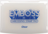 Emboss - Embossing Ink Pad Clear (EM-000-103)

Acid free embossing ink pad. Raised pad allows inking of any size stamp.  Slow drying, water soluble formula allows ample time to apply powder.  Ideal for embossing. Hinged Lid.  Child safe and acid free.