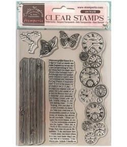 Stamperia - 14x18cm Acrylic Stamp - Create Happiness - Welcome Home - Clocks  (WTK167)