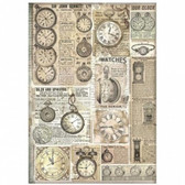 Stamperia Rice Paper A4 - Brocante Antiques - Clocks (DFSA4855)

One sheet of rice paper per pack.  Size of sheet: 21x29.7cm, 28gr.  Thin, printed rice paper - excellent quality.  Transparent yet strong.  If using images versus the whole sheet, tearing versus cutting around images is recommended.  Use as decoupage on glass.