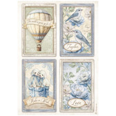 Stamperia - Timeless A4 Rice Paper 4 Cards (DFSA41039)

One sheet of rice paper per pack.  Size of sheet: 8-1/4 x 11-3/4 inches.  21x29.7cm.  Paper Weight: 28grams.  Thin, printed rice paper - excellent quality.  Transparent yet strong.  If using images versus the whole sheet, tearing versus cutting around images is recommended.  Use as decoupage on glass.