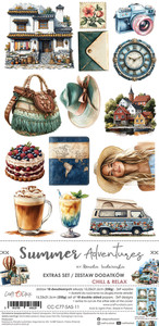 Craft O'Clock - Summer Adventures - Chill and Relax - 6" x 12" (CC-F77-SAS-11)

A set of 18 double-sided pages of a high quality scrapbooking paper with extra elements to cut (2x9 designs) + 2x sheet with EXTRAS TO CUT on the other side of the cover.  Every page is of a 15.25x31.5cm size.  The paper weighs 250g/m2. This product is acid- and lignin-free.  Made in Poland.