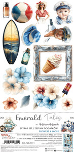 Craft O'Clock - Emerald Tales - Flowers and More - 6" x 12" (CC-F40-ET-11)

A set of 18 double-sided pages of a high quality scrapbooking paper with extra elements to cut (2x9 designs) + 2x sheet with EXTRAS TO CUT on the other side of the cover.  Every page is of a 15.25x31.5cm size.  The paper weighs 250g/m2. This product is acid- and lignin-free.  Made in Poland.