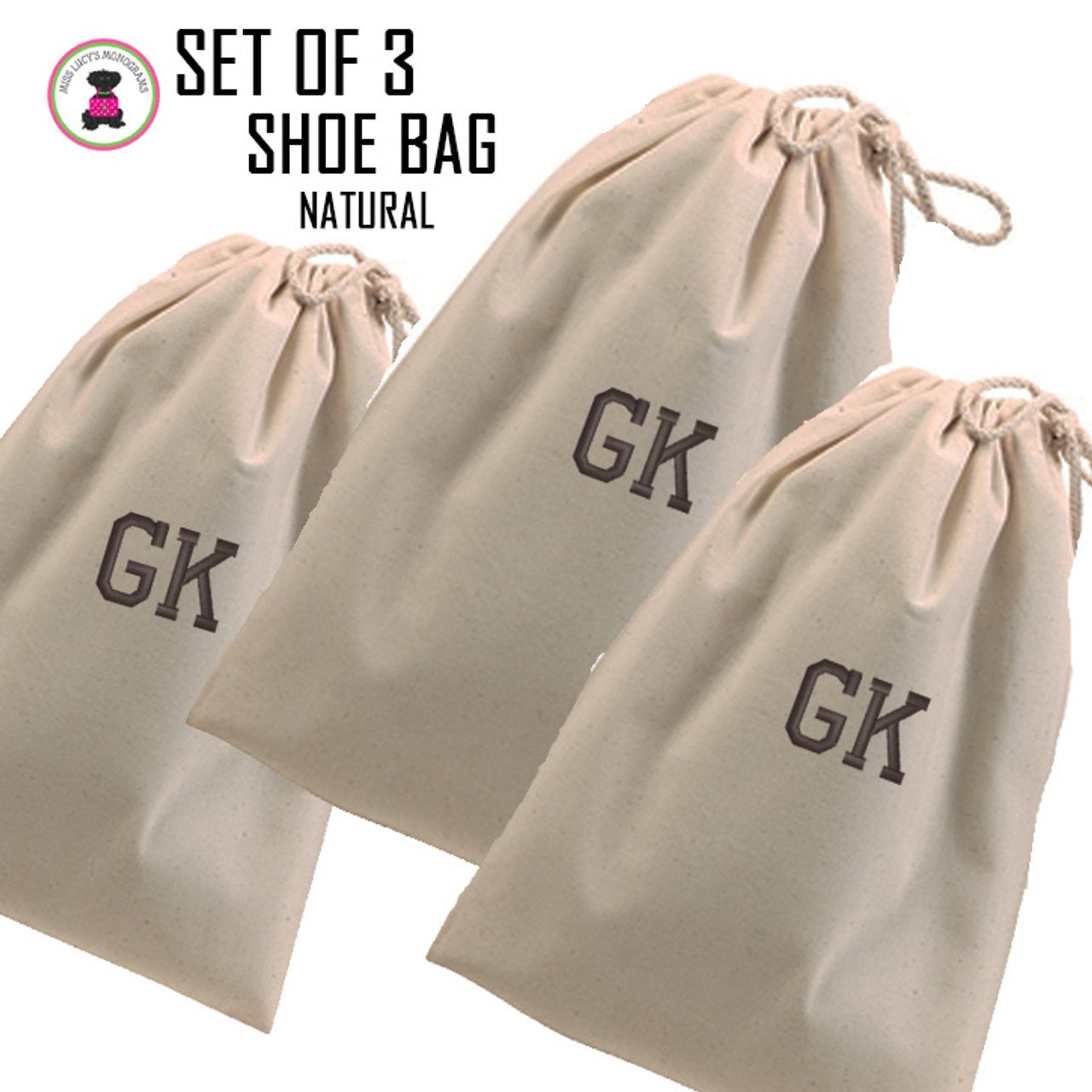 Monogrammed shoe bags Clearance