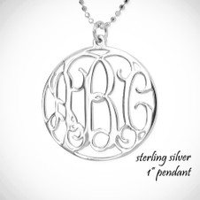 the ARABELLA - gorgeous sterling necklace - 1 " pendant with your mongram in a border the ARABELLA - gorgeous sterling necklace - 1 " pendant with your mongram in a border