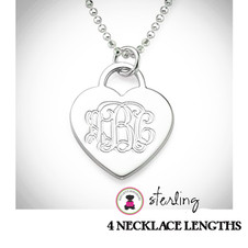 Monogrammed HEART Necklace - Sterling - FREE SHIP Monogrammed HEART Necklace - Sterling - FREE SHIP