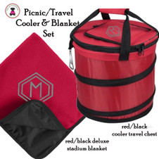Monogrammed Picnic/Travel Cooler & Blanket Gift Set- Red/Black -FREE SHIP-/Groomsmen Gift/Tailgate Gift/Picnic Set/Family Gift/Grad Gift/Christmas Gift