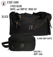 FOR HIM Monogrammed 2 Piece Deluxe Travel XL Boxy Duffle & Dopp Kit Set-Black-Free Ship-Men's Travel Gift/Groomsmen Gift /Father's Day/Grad Gift FOR HIM Monogrammed 2 Piece Deluxe Travel XL Boxy Duffle & Dopp Kit Set-Black-Free Ship-Men's Travel Gift/Groomsmen Gift /Father's Day/Grad Gift