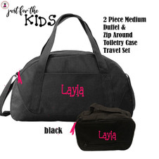 Kids' Monogrammed  2 Piece Weekender Travel Set-Black-Free Ship/Kids Travel/Overnight Travel /Grandchild Travel Set/Luggage/Ring Bearer gift