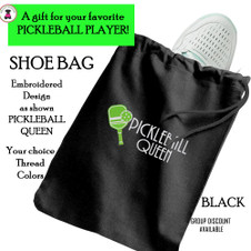 Pickleball Custom Design-FOR HER Travel Shoe Bag with PICKLEBALL QUEEN design-BLACK-Free Ship-Pickleball Team Gift/Pickleball Player Gift/Pickleball Pickleball Custom Design-FOR HER Travel Shoe Bag with PICKLEBALL QUEEN design-BLACK-Free Ship-Pickleball Team Gift/Pickleball Player Gift/Pickleball