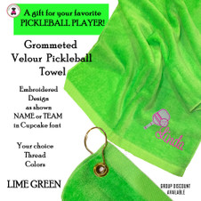 Pickleball Custom Design-FOR HER Cotton Velour Grommeted Sport Towel with Name/Team Name-Lime-Free Ship-Pickleball Team Gift/Player Gift Pickleball Custom Design-FOR HER Cotton Velour Grommeted Sport Towel with Name/Team Name-Lime-Free Ship-Pickleball Team Gift/Player Gift