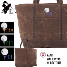 For the Golfer -Large Waxed Canvas Deluxe Boat Tote with Golf Design1 - Kakhi  - FREE SHIP -Groomsmen Gift/Father's Day Gift/Grad Gift/Gift for Him/Group Discount /Golf Trip/Golfer Gift/