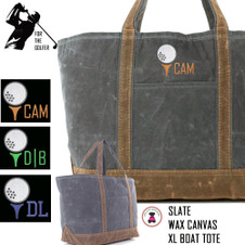 For the Golfer -Large Waxed Canvas Deluxe Boat Tote with Golf Design1 - Slate - FREE SHIP -Groomsmen Gift/Father's Day Gift/Grad Gift/Gift for Him/Group Discount /Golf Trip/Golfer Gift/